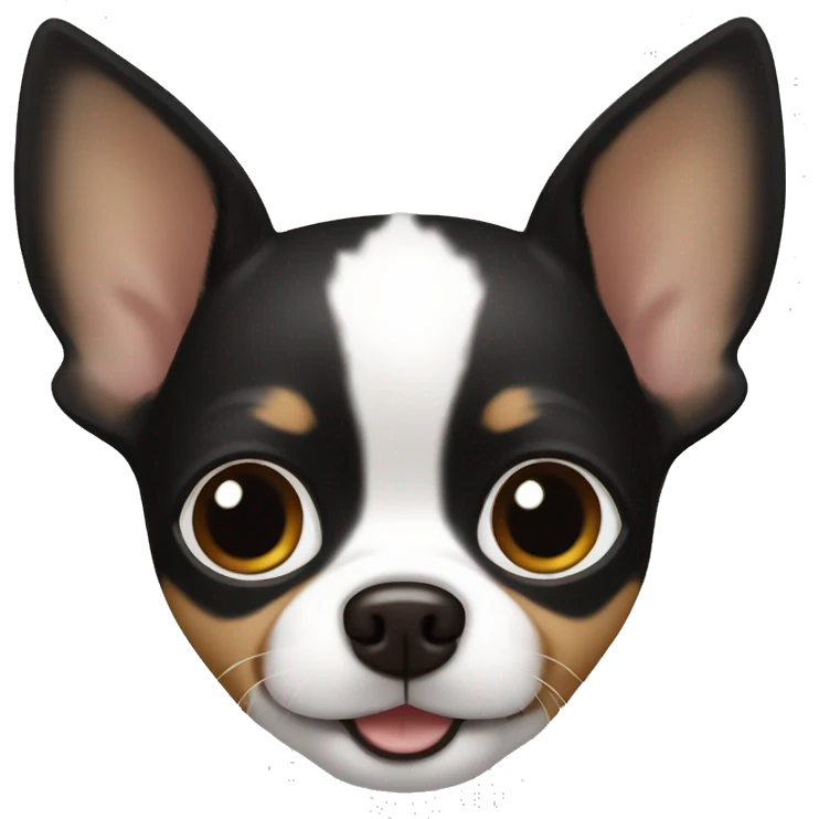 Black chihuahua dog with white and brown colors named Smarty emoji