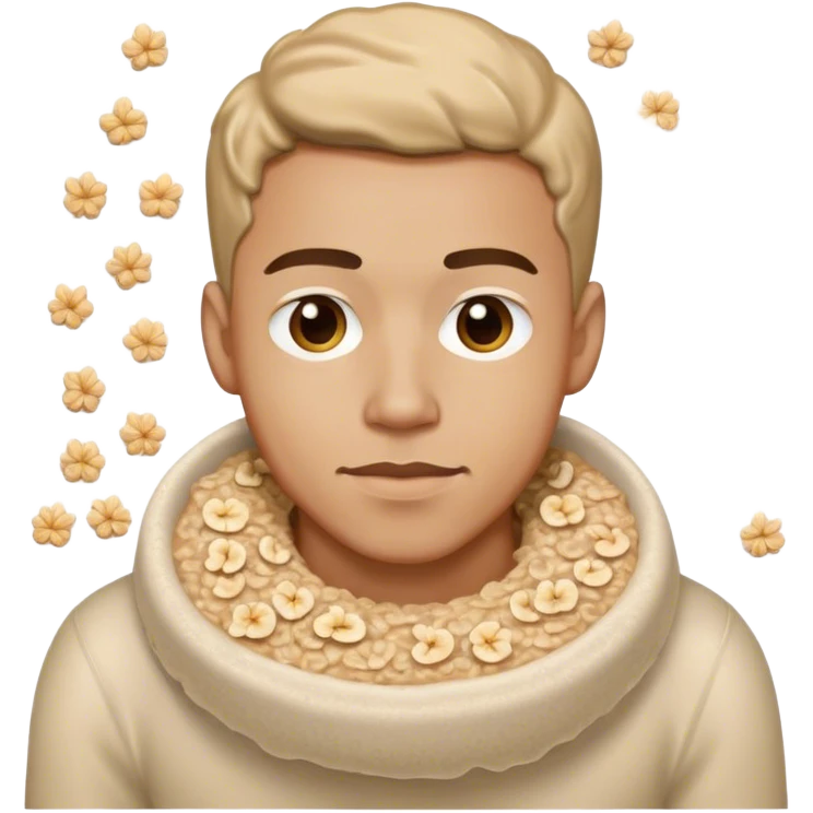Gay man covered in oatmeal emoji