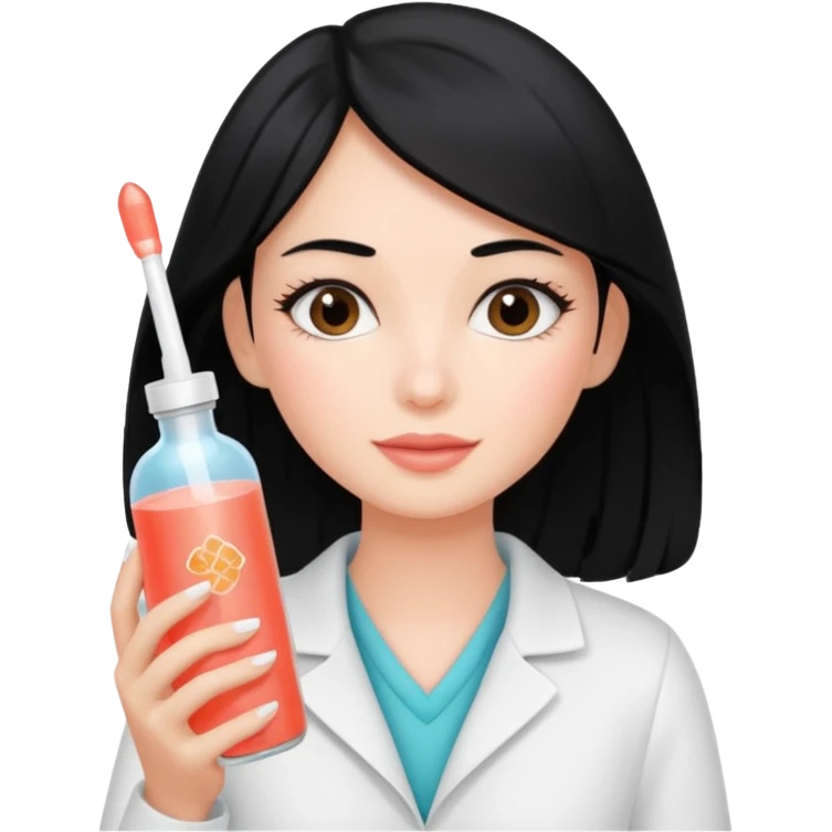 Дівчина з чорним волоссям тримає пляшечку колагену Coral Club emoji