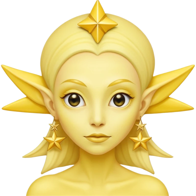 yellow alien woman with golden star earrings emoji