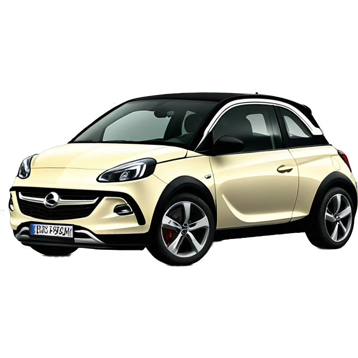opel adam rocks in cream with black top and big sliding roof from the front  emoji