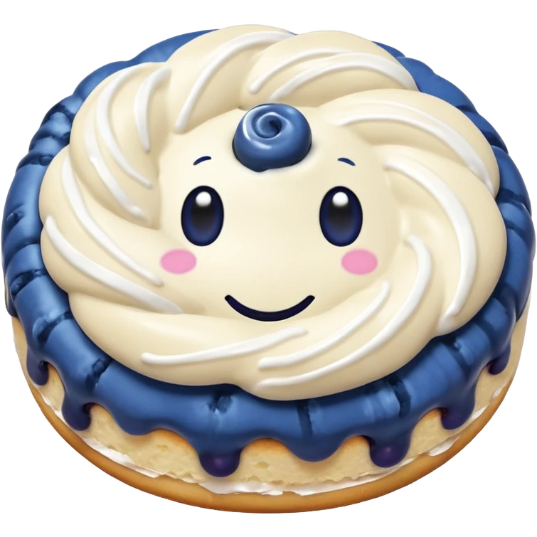 plain blueberry biscuit with single white icing swirl on top emoji