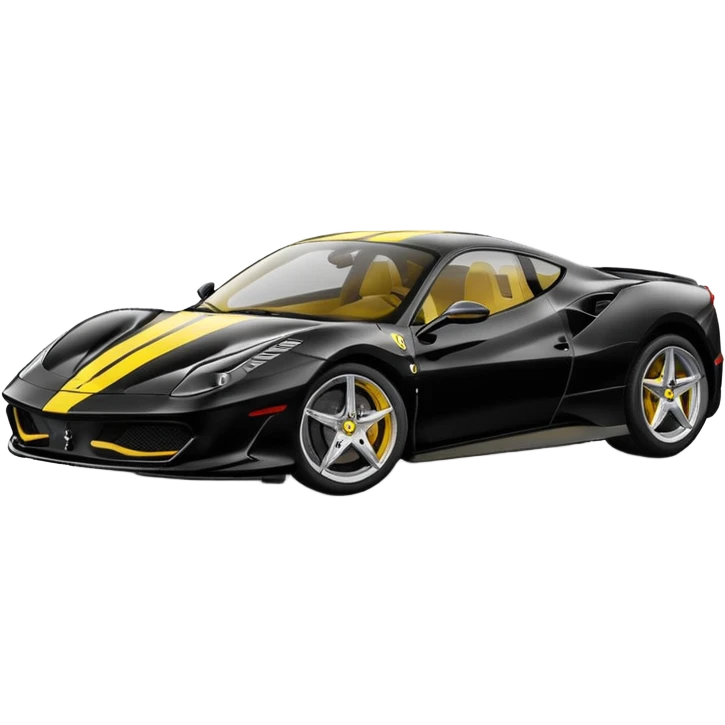 Black ferrari with 2 yellow stripes in the middle emoji