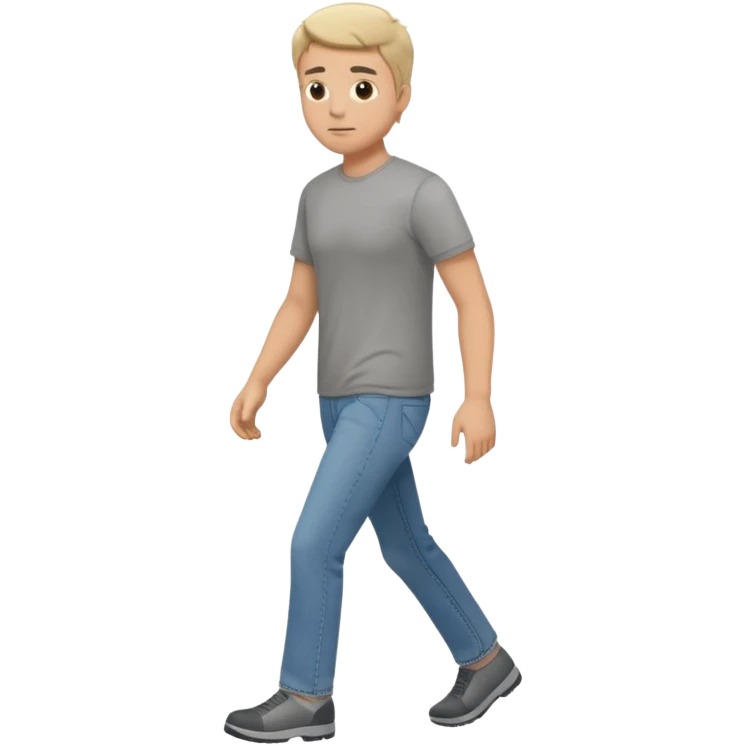 White male walking to the left full body in jeans and grey t-shirt emoji