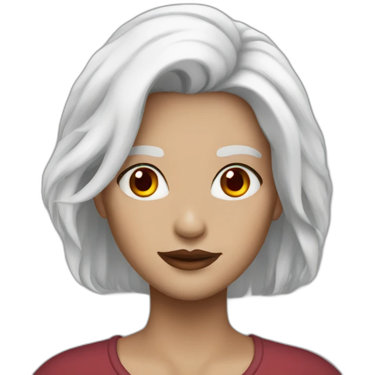 white haired woman red eyes emoji