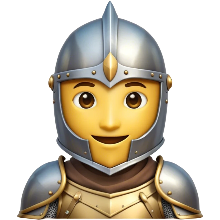 Clash of Clans aesthetic Playful Knight Portrait Emoji, Head tilted with a subtle, cheeky smile peeking from beneath an open helm, showcasing a compact, stylized armored build with bright, expressive eyes in natural skin tone, Simplified yet irresistibly charming features, highly detailed, glowing with a warm, inviting metallic glow, high shine, spirited and approachable, stylized with an air of whimsical chivalry, soft glowing outline, capturing the essence of a playful knight exuding friendly valor! emoji