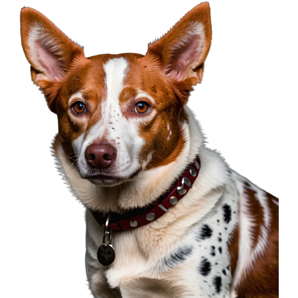 head shot of red heeler cattle dog with distinctive red speckled coat emoji