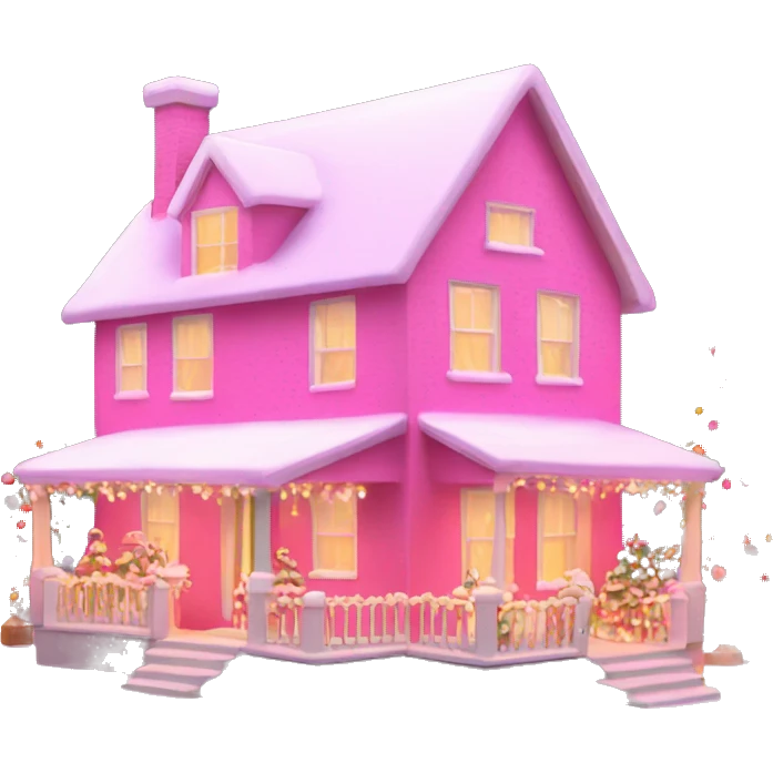 pink house with christmas lights emoji