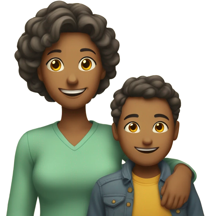 Son and mother smiling outdoors emoji