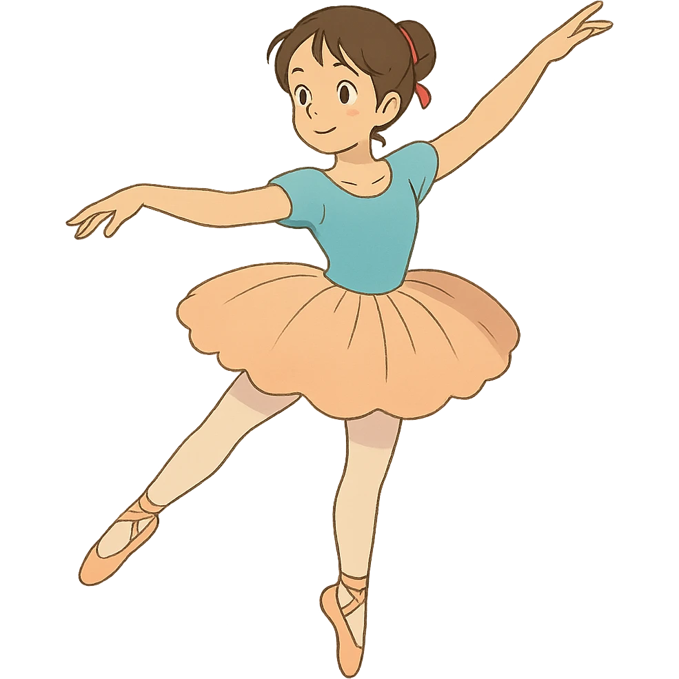 ghibli style girl doing ballet emoji