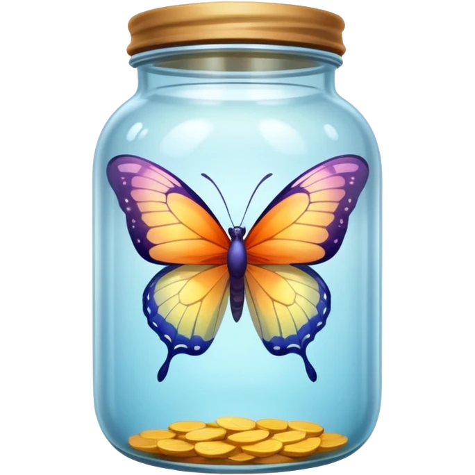 A translucid butterfly traped in a jar emoji
