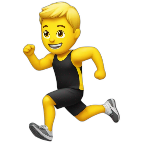 running man in black and yellow dress emoji