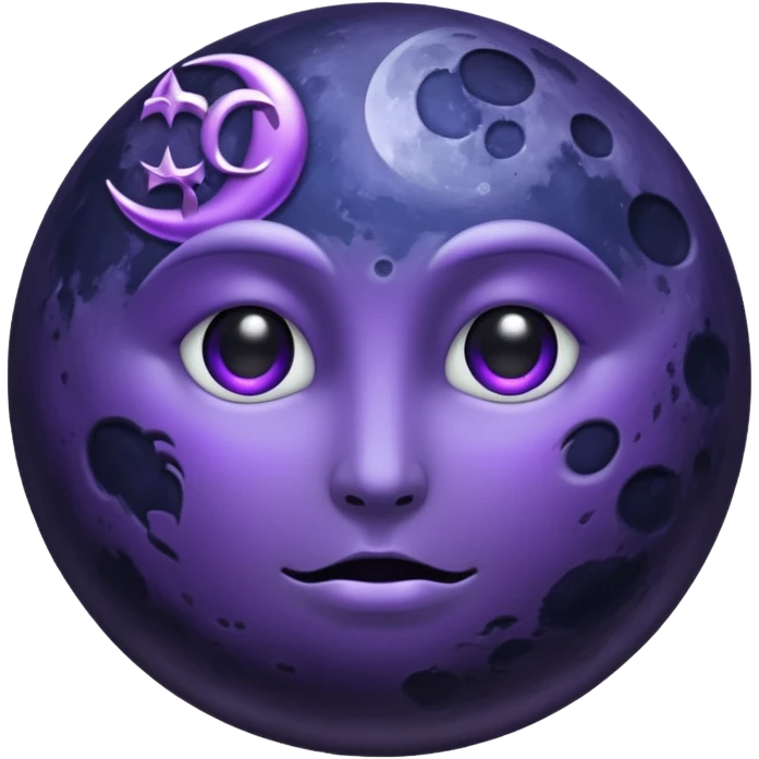 iOS emoji, dark moon, silver outline, mystical symbols, dark fantasy, smooth texture emoji