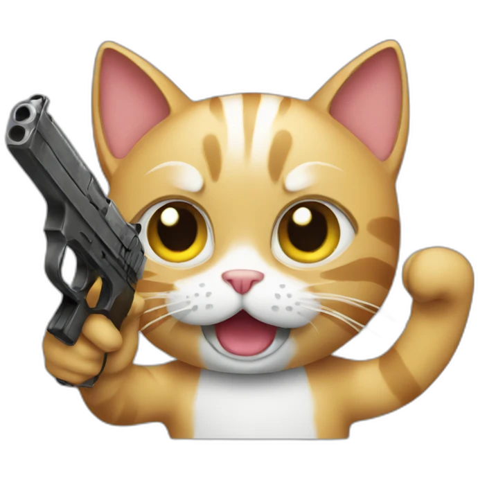 a cat with a gun emoji