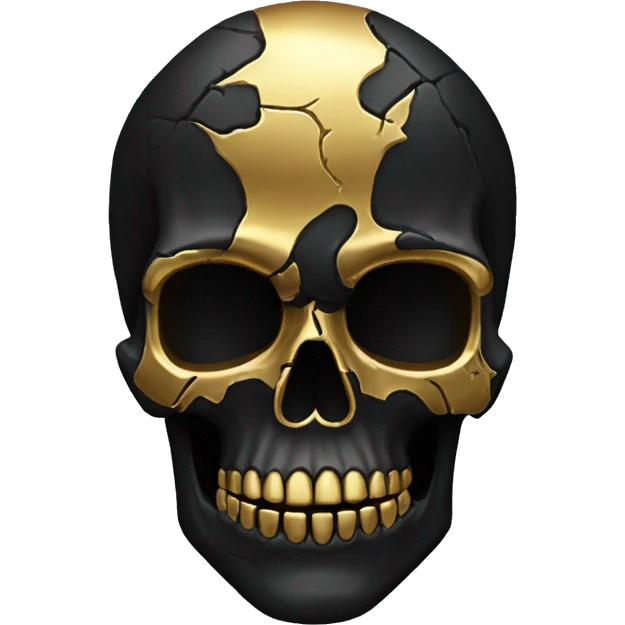 black skull with golden cracks emoji