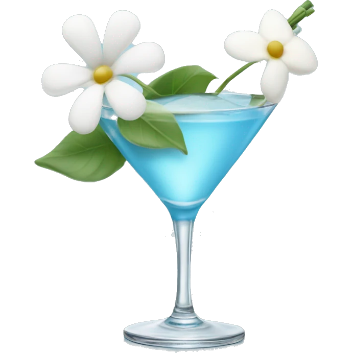 Light blue martini with white flower  emoji