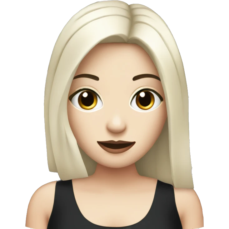 woman with black hair and pale skin wearing black dress and holding computer emoji