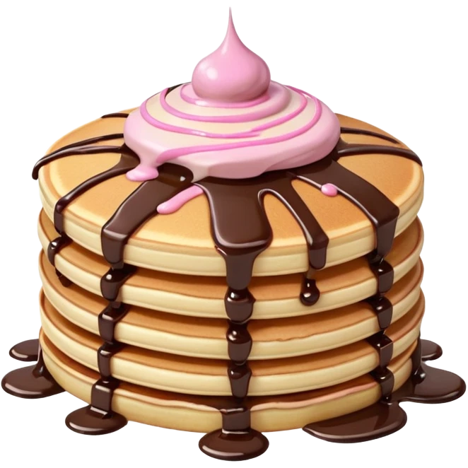 Pancake with pink cream and chocolate  emoji