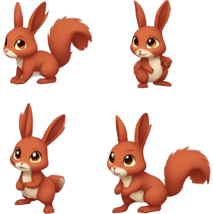 Anthro Sona Fakemon Full Body Red Rabbit Squirrel Chibi Cute  emoji