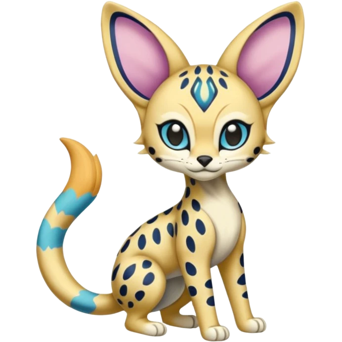 Colorful Marked Randomly Patterned Exotic Meloetta-Serval-Cresselia-Palkia-Stitch-Fakémon-creature-hybrid emoji