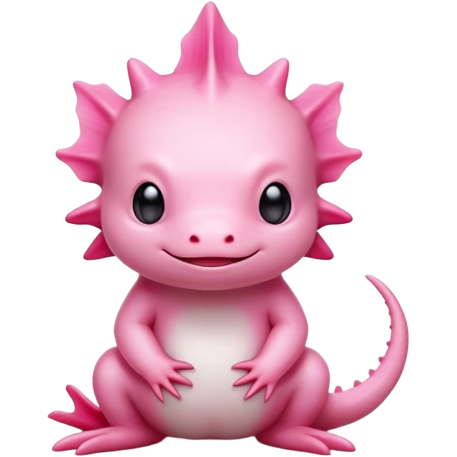 cinematic-[axolotl]-realistic-full-body-sitting-emoji,-head-tilted-dramatically,-pink skin,-simplified-yet-realistic-focused-features,-highly-detailed,-glowing-with-an-almost-sarcastic-glow emoji