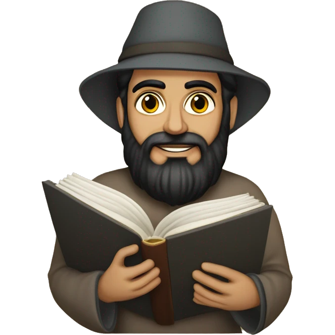 Nizami Ganjavi persian medieval author with a book in hands and black beard emoji