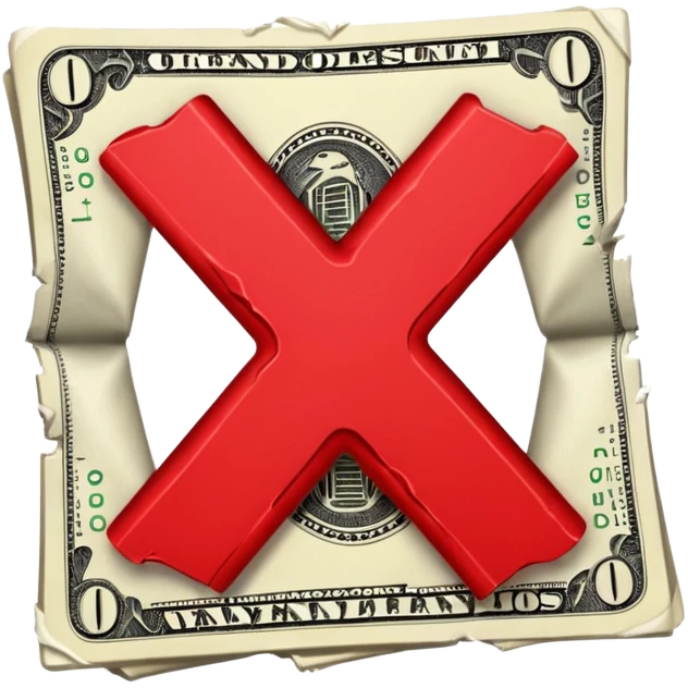 a money billet with a red X shape through, like for free emoji