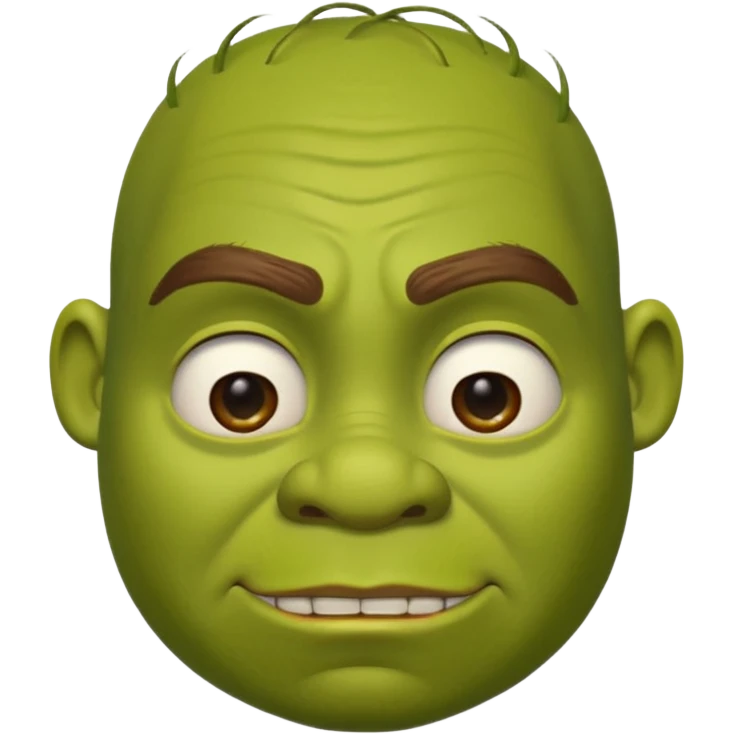 Shrek emoji face showing a 🤨 emoji
