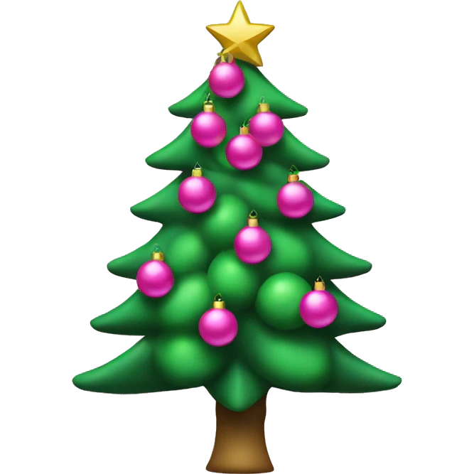 Green Christmas tree with pink balls emoji