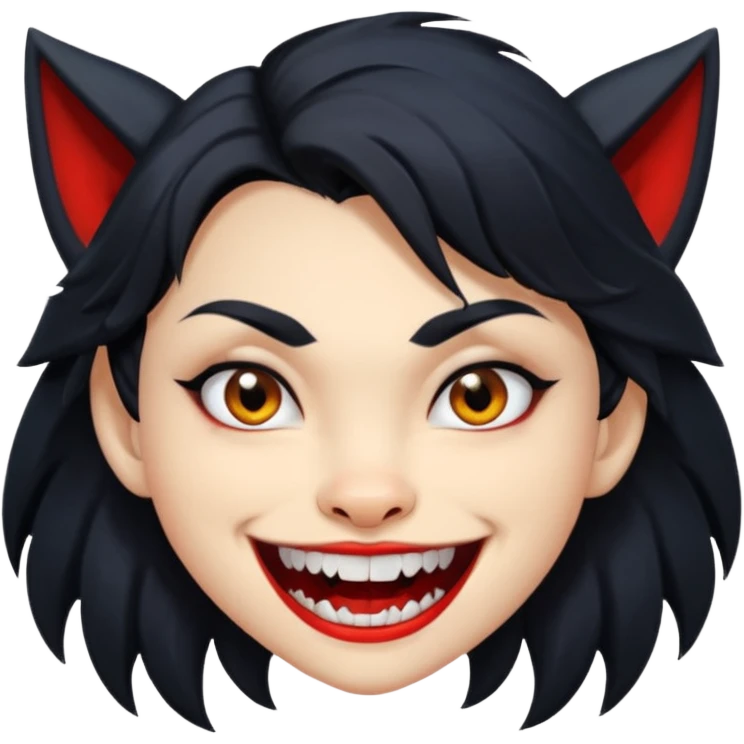 Werewolf black hair girl with a smile emoji