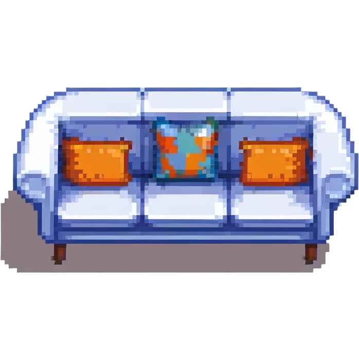 modern couch, blue color emoji
