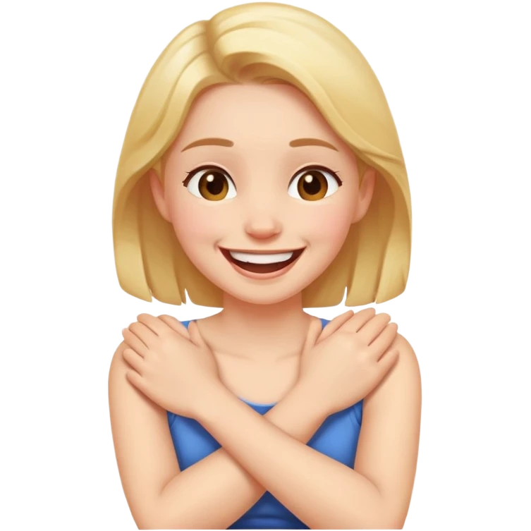 arms crossed holding neck laughing girl  emoji