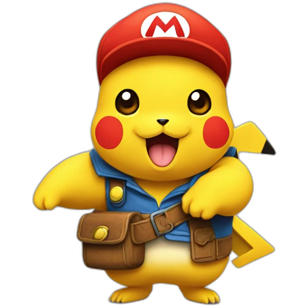 Pikachu qui tient maintenant à Mario emoji