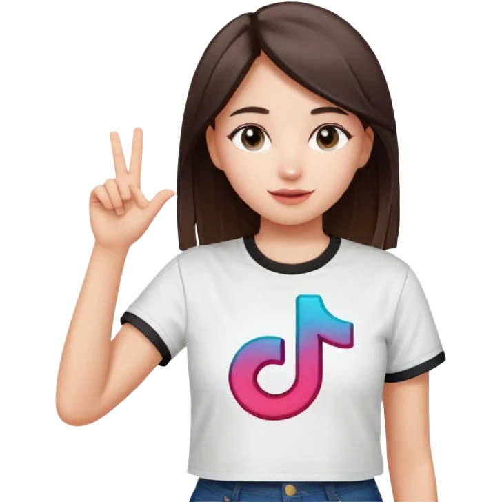 Girl with tiktok logo point upwards emoji
