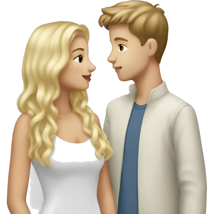 Kiss blonde white boy with brunette white girl emoji