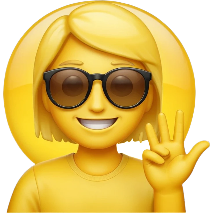 make me a emoji that is with summer glasses and a arm at the face smiling and please the emoji have aura emoji