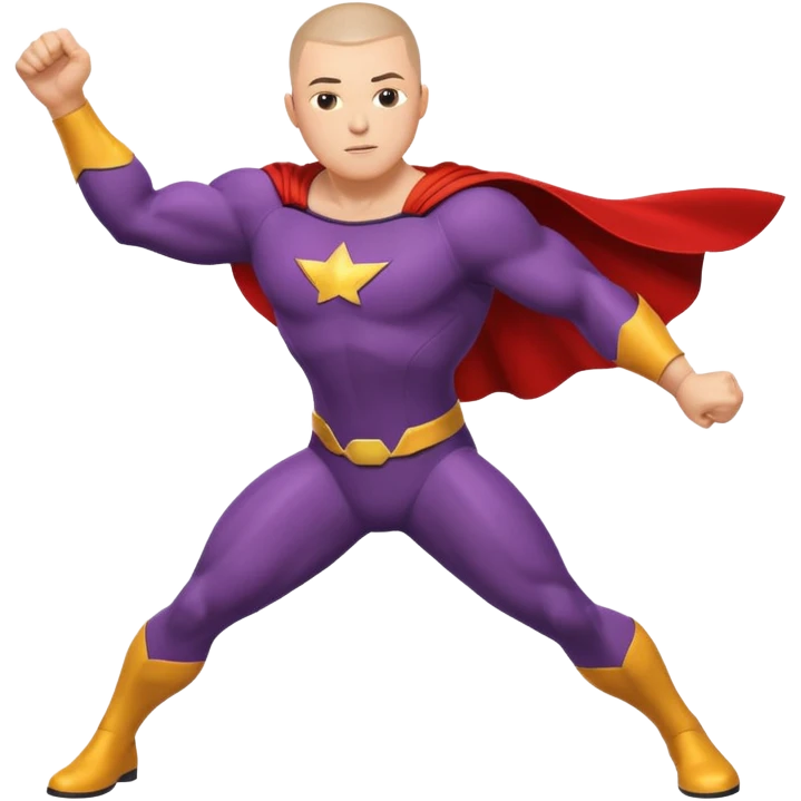 Make a superhero’s filing it’s a human white skin whit buzz cut back hair I need to see the all body in the position of flings  emoji