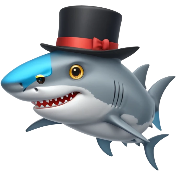 Shark with a top hat emoji