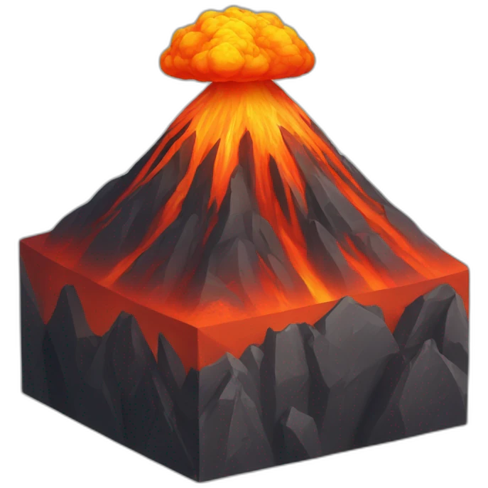 valcano on cube emoji