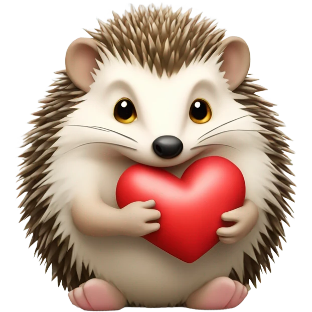 the hedgehog holds the heart emoji
