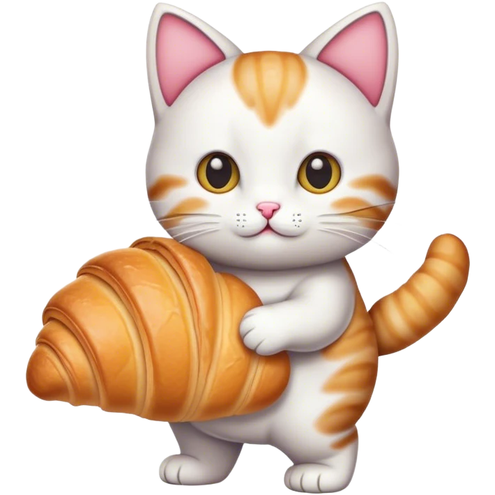 kitty carrying a croissant emoji