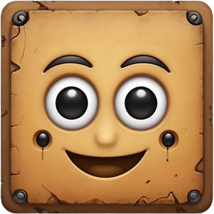 make a brown wall with 2 black eyes and a smile emoji