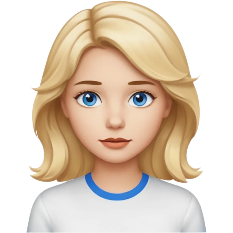 blondynka srednio krecone wlosy i niebieskie oczy obrysowane usta na jasny braz mloda emoji