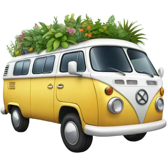 Campervan with decorative plants emoji