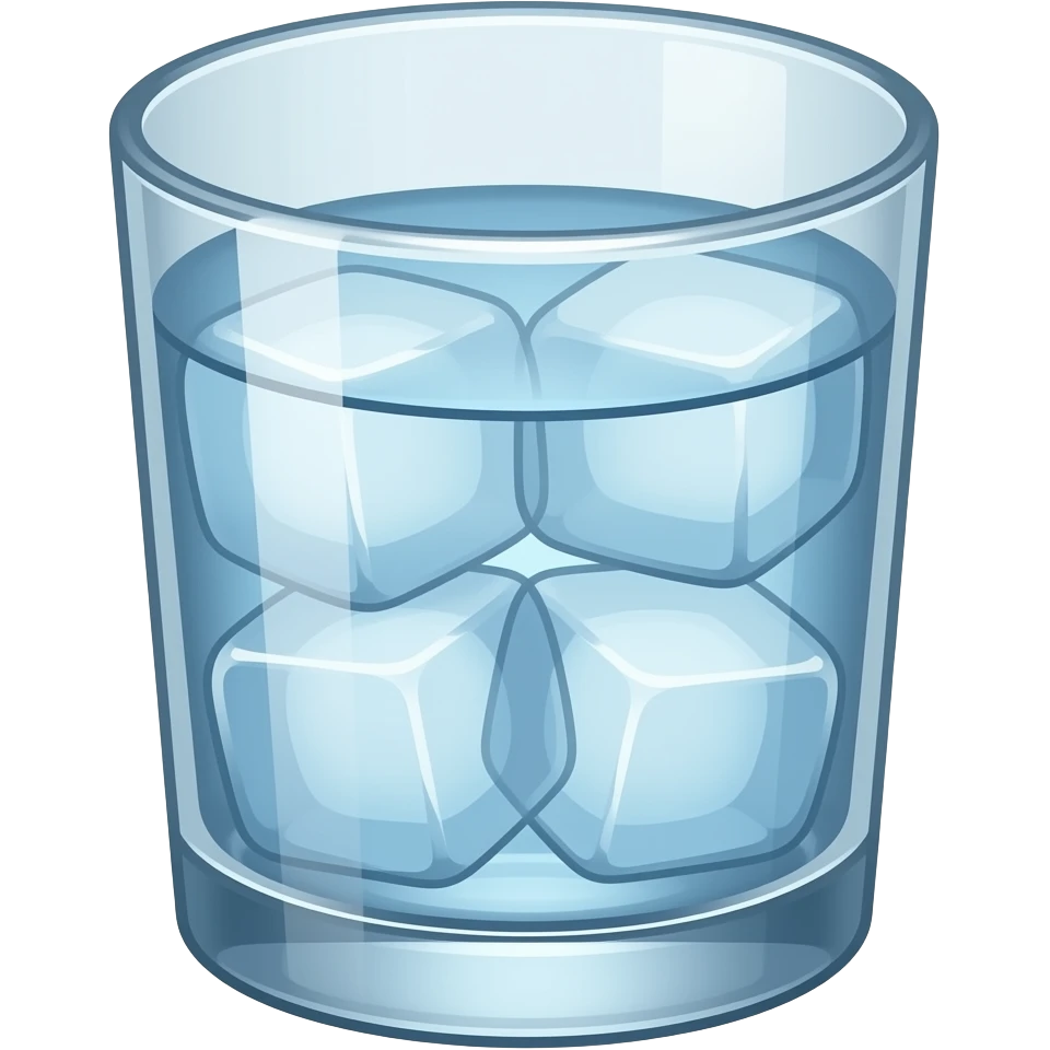 ein glas wasser mit eis würfeln emoji