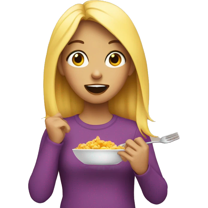 Girl eating a show emoji