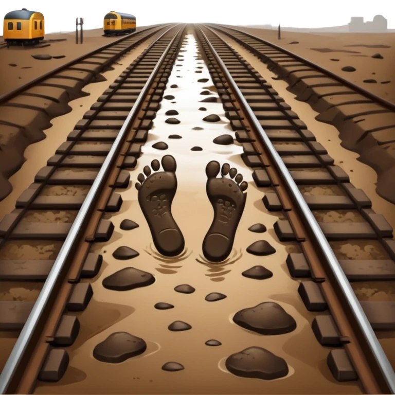 footprints near train track emoji