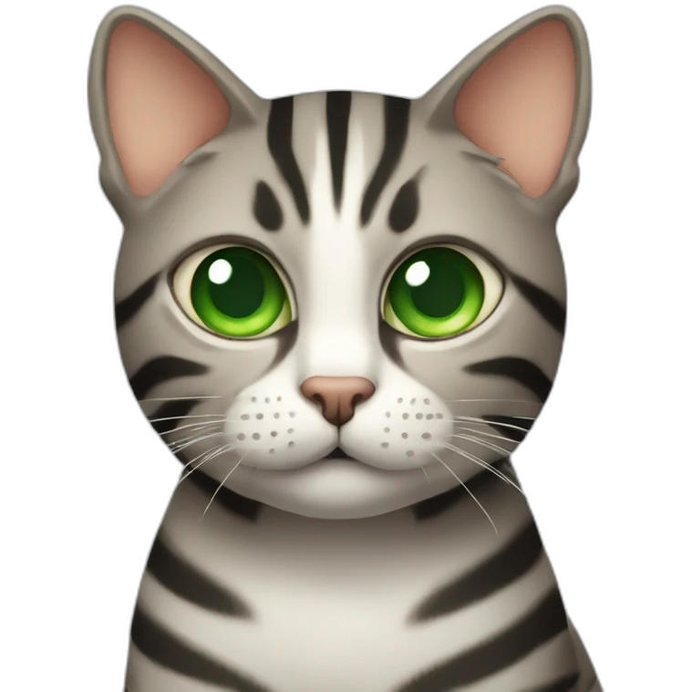 Striped cat with green eyes emoji