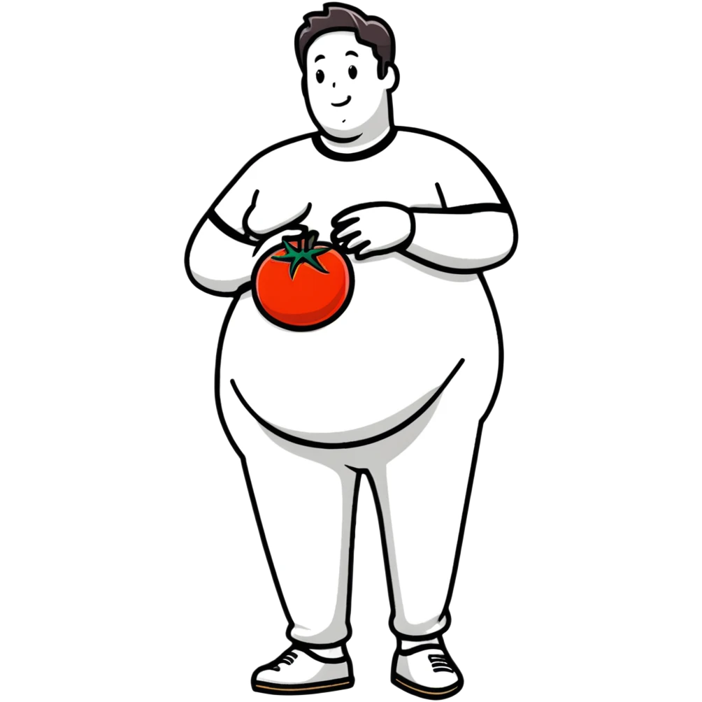 pregnant man with tomato belly emoji