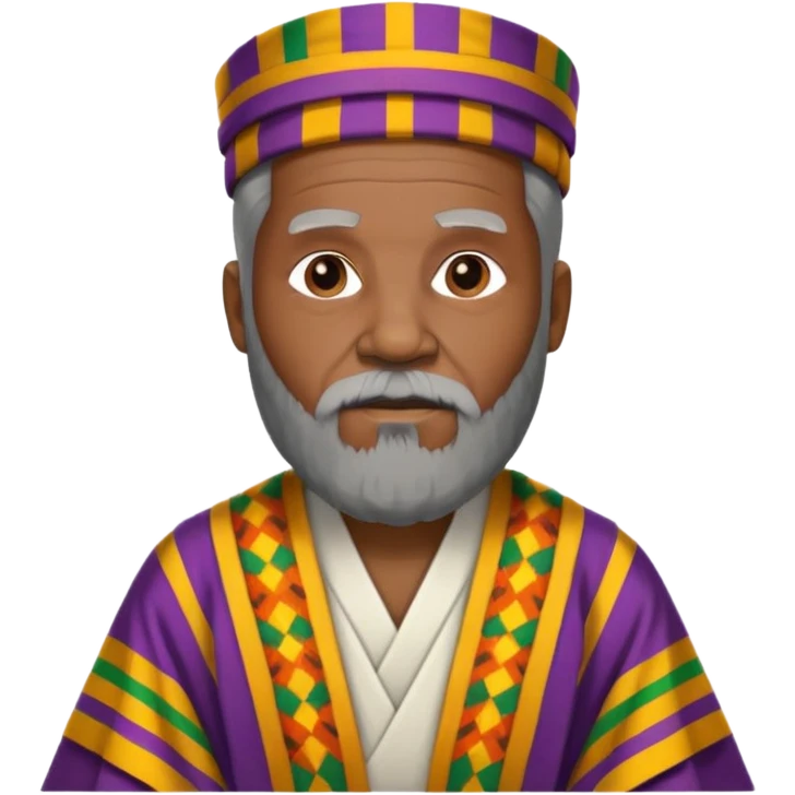 Create an emoji of an old African king with a large beard wearing kente cloth and white shirt emoji